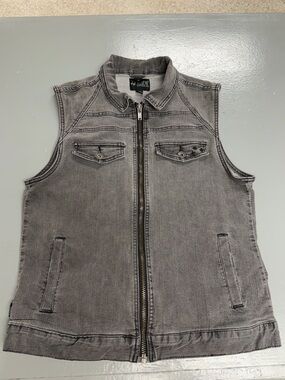 RUDE Washed Gray Denim Zip Vest